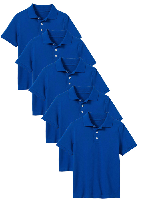 5-Pack School Uniform Tagless Polo Tshirt for Little Boys & Big Boys